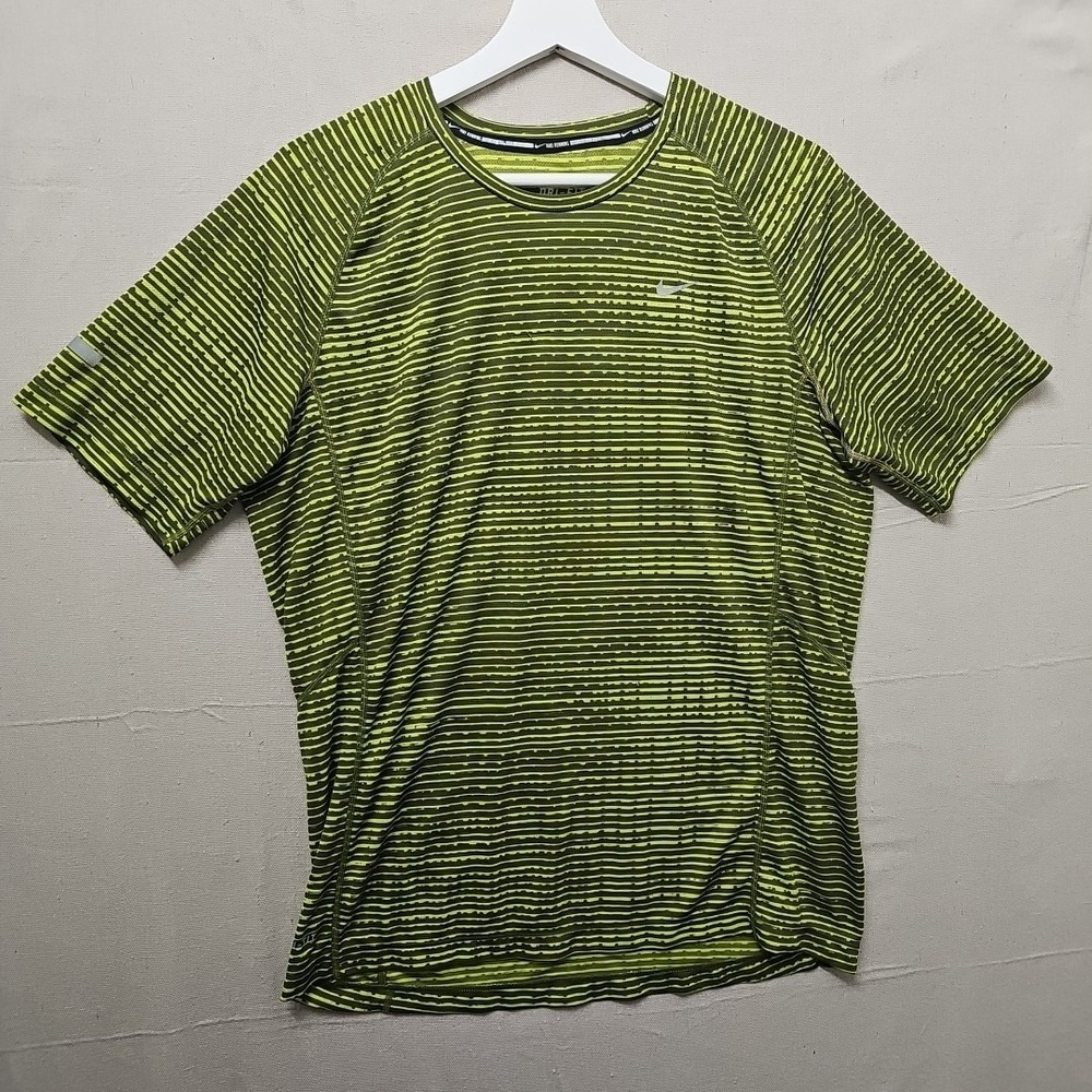 Nike Running Shirt Dri-Fit Miler Top Men's Medium Volt Yellow Athletic SS 619393